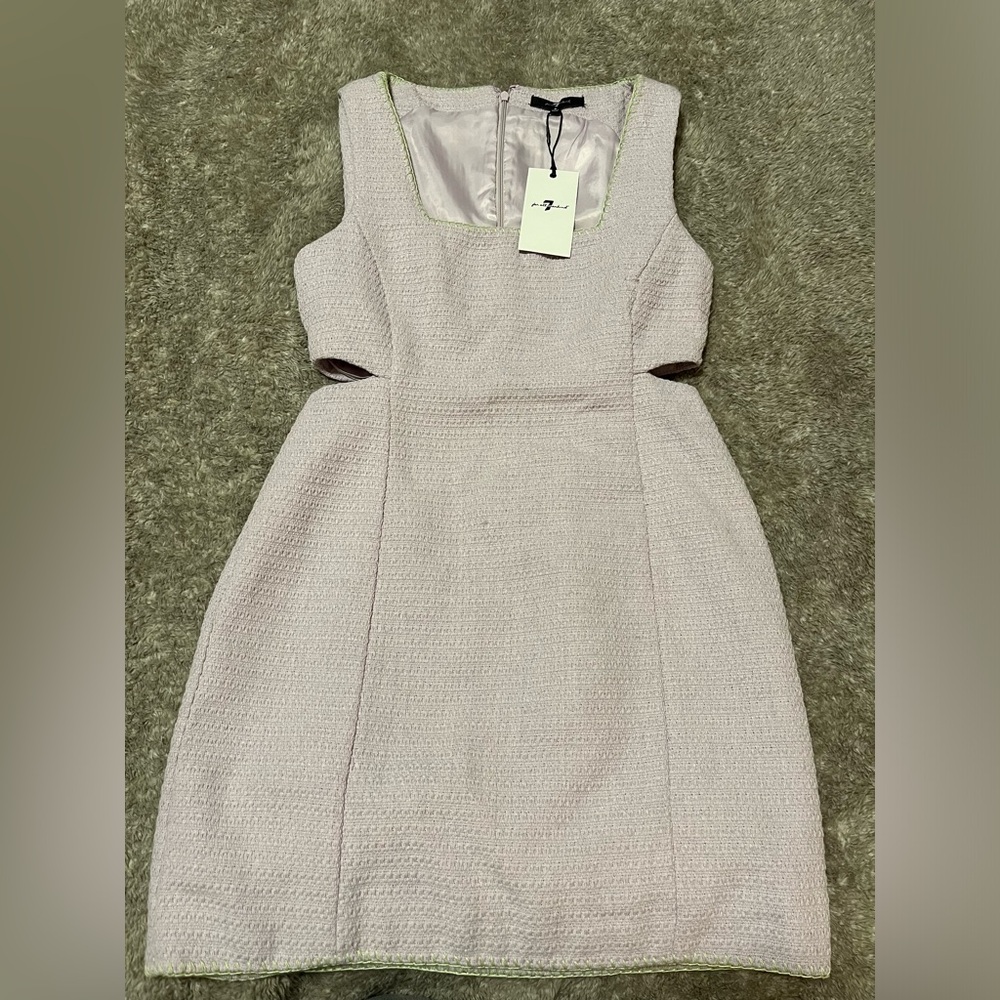 7 for all mankind - Lilac Structured Sleeveless Knit Dress with Contrast